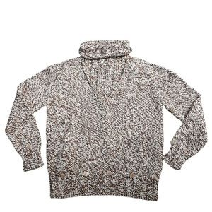 Hand Made Knit Rey Wear Bolivia Cotton Turtleneck Shaker Sweater Button Small